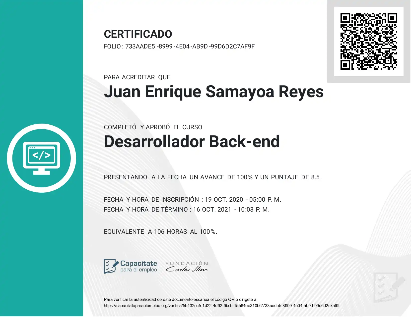 Certificacion Desarrollador Back-end
