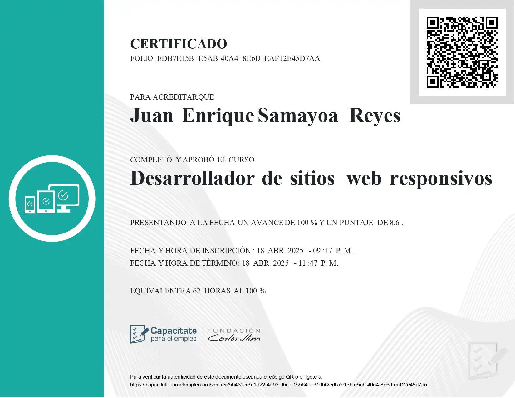 Certificacion Desarrollador de sitios web responsivos