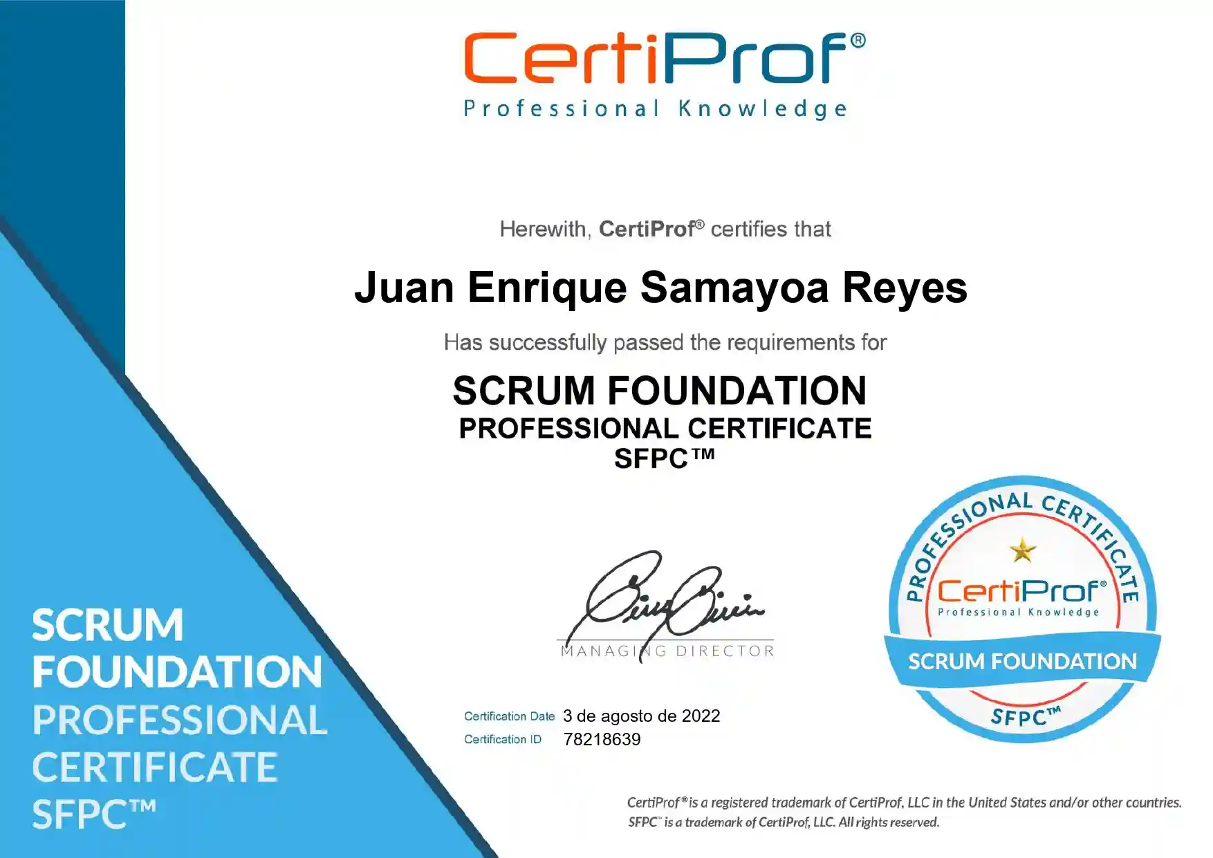 Certificacion Scrum Foundations Professional Certificate