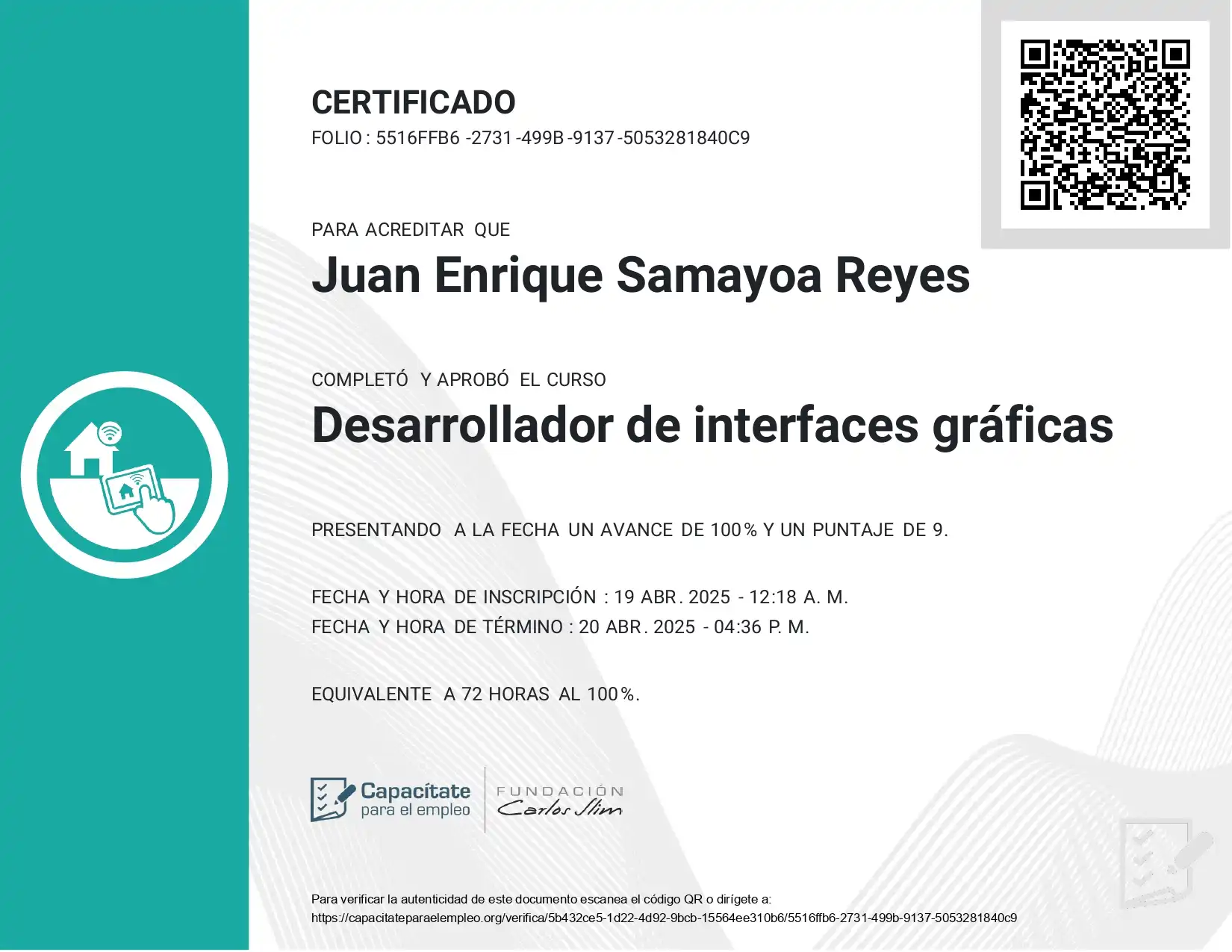 Certificacion Desarrollador de interfaces gráficas