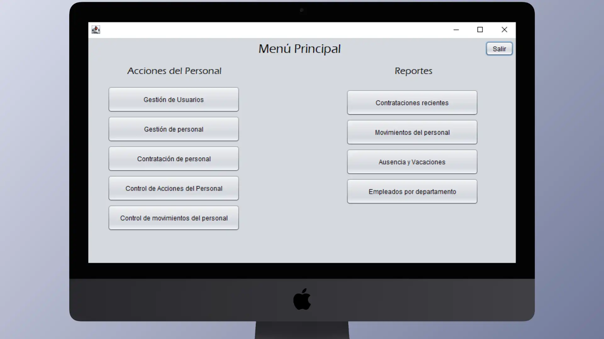 Vista previa de Sistema de Recursos Humanos - Desktop