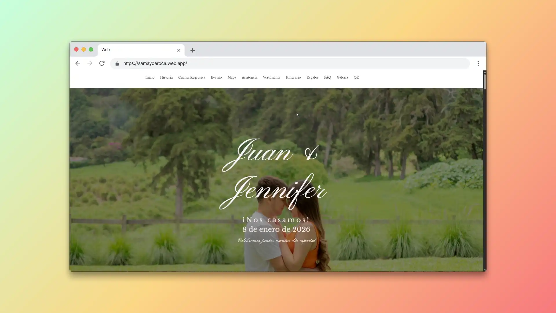 Vista previa de Plataforma de bodas (Frontend)